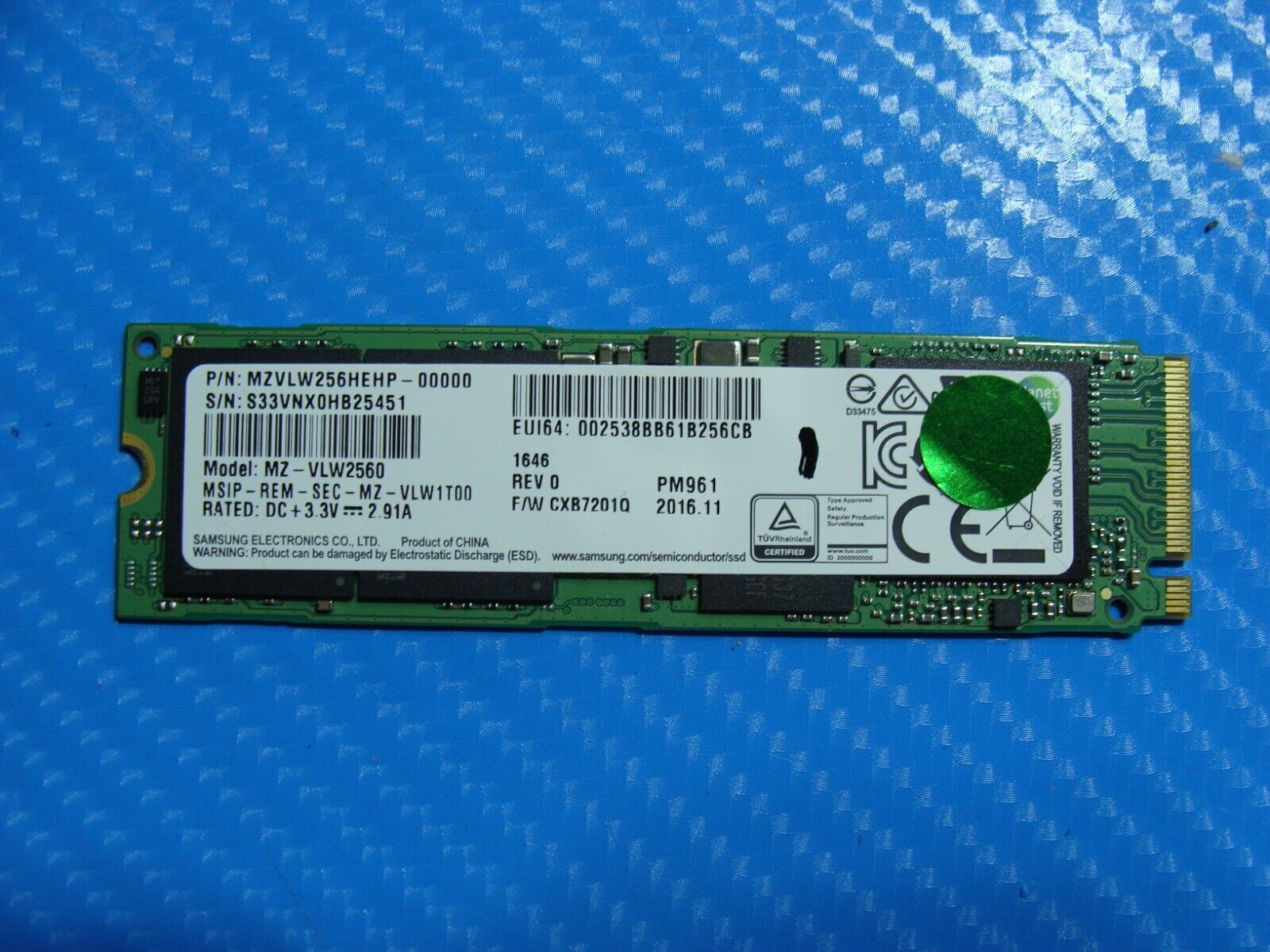 Razer RZ09-0195 Samsung 256Gb NVMe M.2 Ssd Solid State Drive MZVLW256HEHP-00000