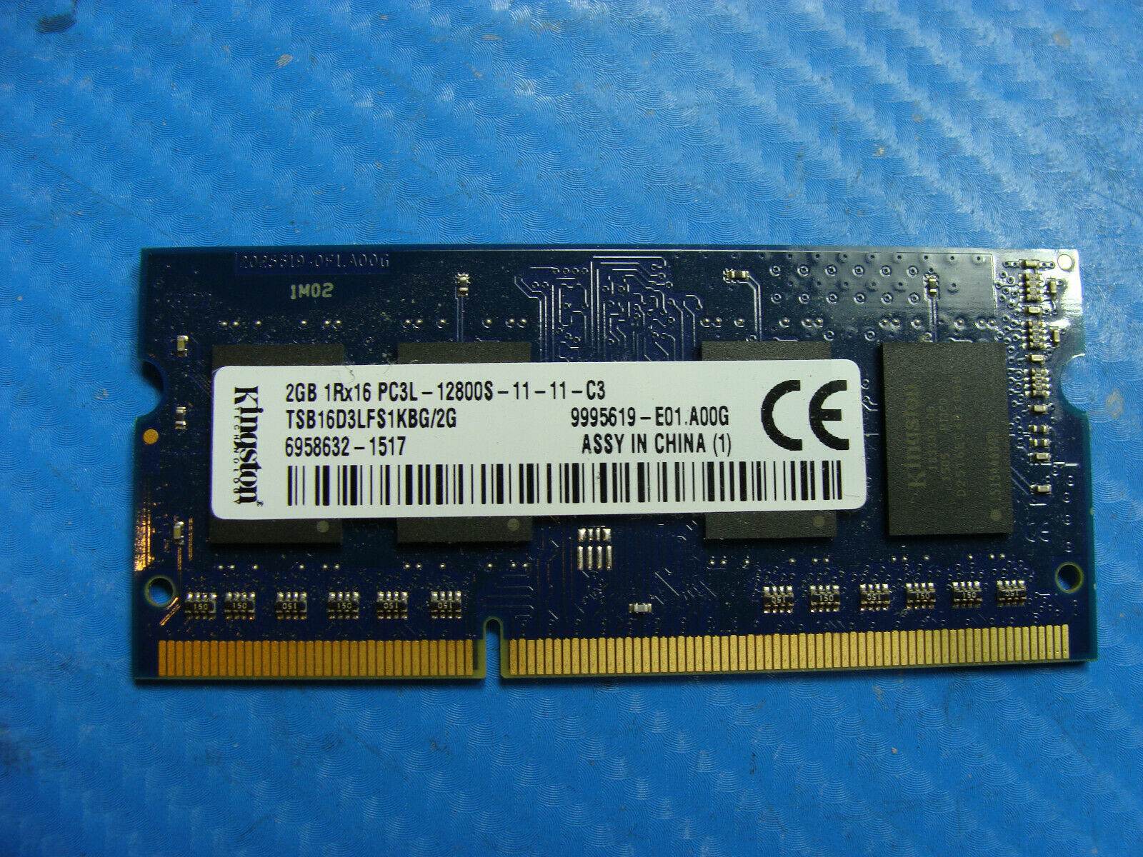 Toshiba C55Dt Laptop Kingston 2GB Memory PC3L-12800S-11-11-C3 TSB16D3LFS1KBG/2G - Tested Computer Laptop Parts