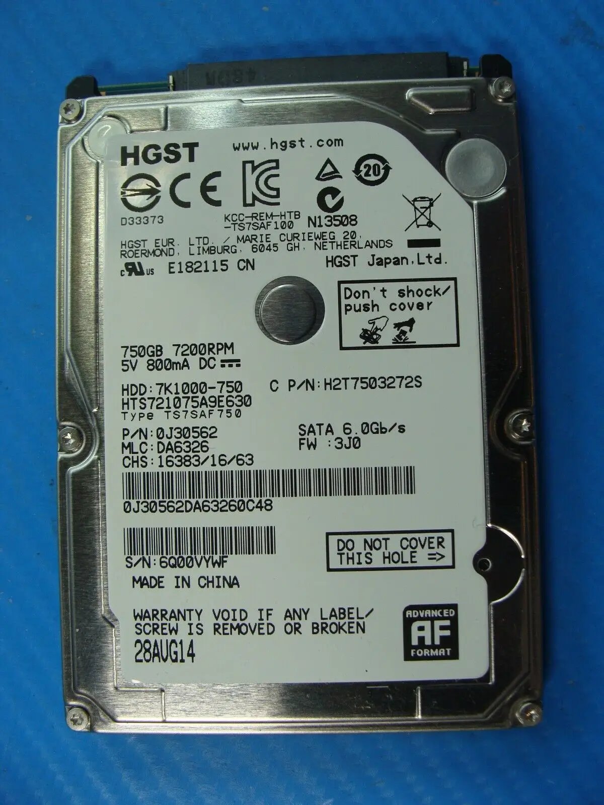 Asus GL551JK-EH71 HGST 1TB SATA 2.5 HDD Hard Drive HTS721075A9E630 0J30562