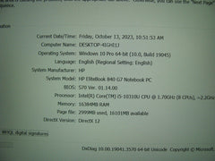 OB in WRTY A+ FHD HP Elitebook 840 G7 Intel i5-10310U 1.7GHz 16GB Ram 512GB SSD