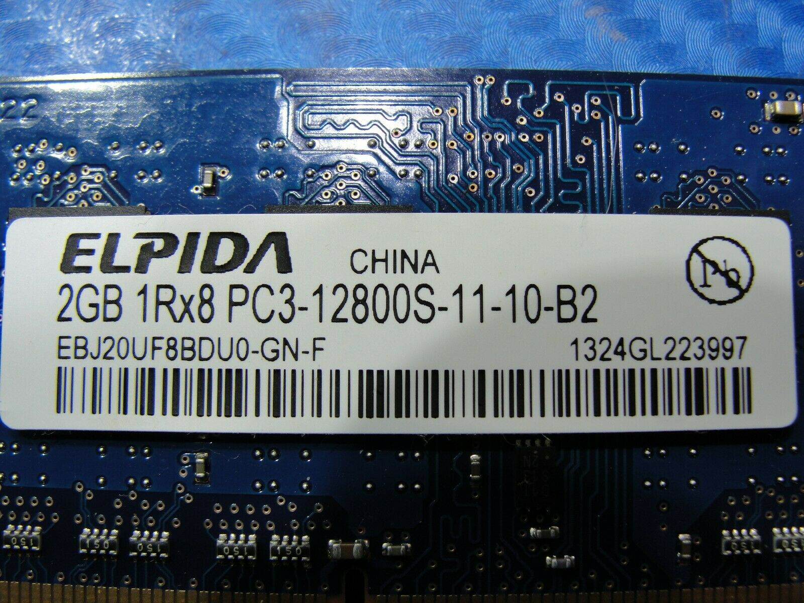 MacBook Pro A1278 Elpida 2GB 1Rx8 PC3-12800S SODIMM Memory RAM EBJ20UF8BDU0-GN-F - Tested Computer Laptop Parts