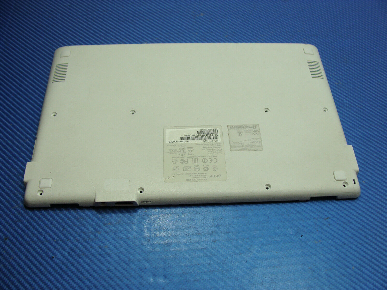 Acer Chromebook CB3-111-C670 11.6" Bottom Case Base Cover White EAZHQ005010