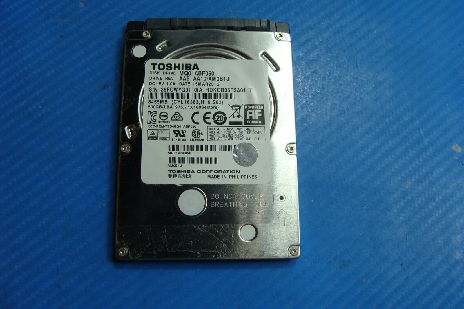 Asus F555LA-AB31 Toshiba 500GB SATA 2.5" HDD Hard Drive MQ01ABF050 