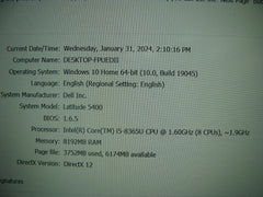 Awesome Working Dell Latitude 5400 Intel i5-8 Gen vPro 4.10GHz 8GB RAM 256GB SSD