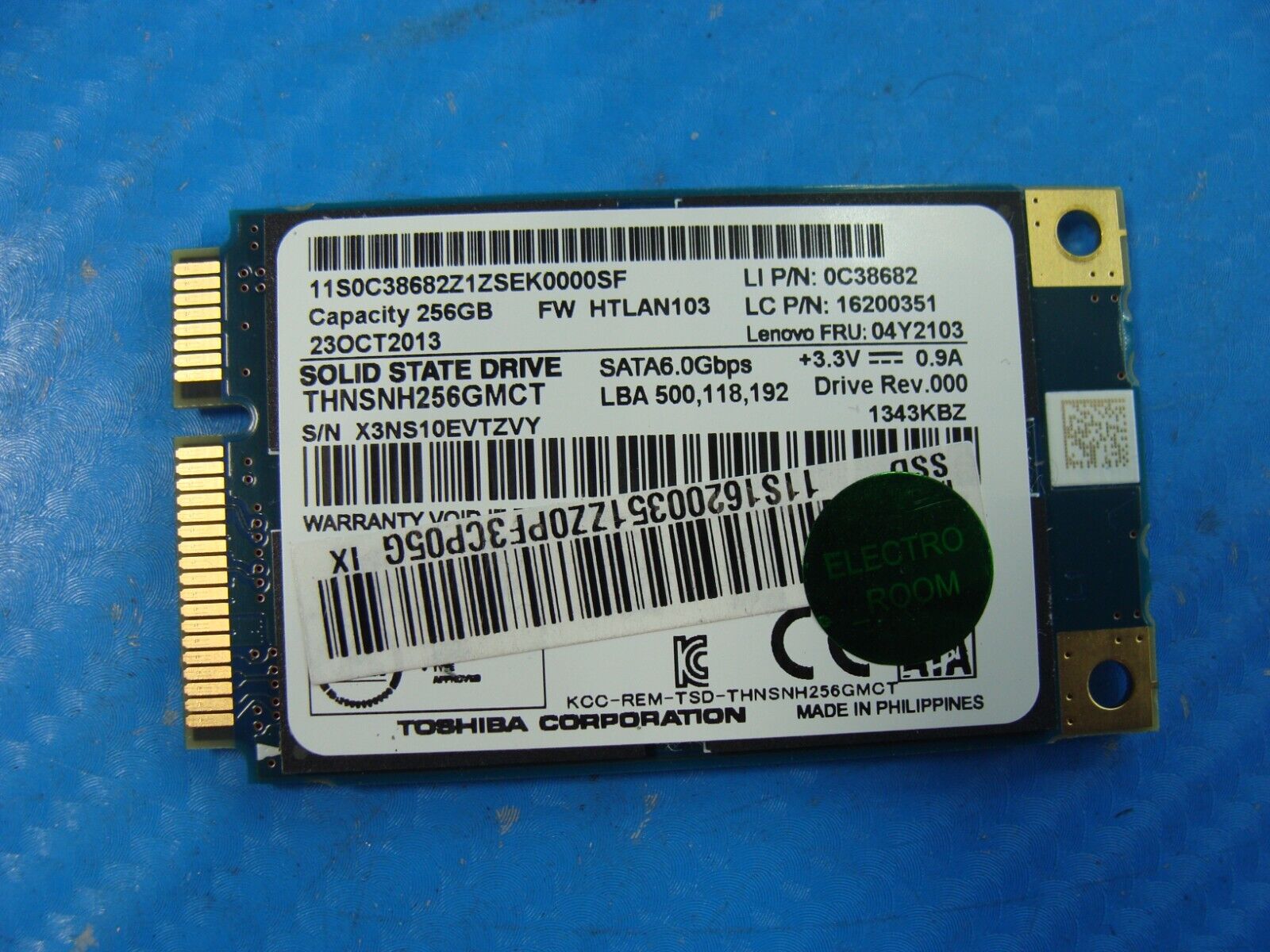 Lenovo 20266 Toshiba 256GB mSATA SSD Solid State Drive THNSNH256GMCT 04Y2103