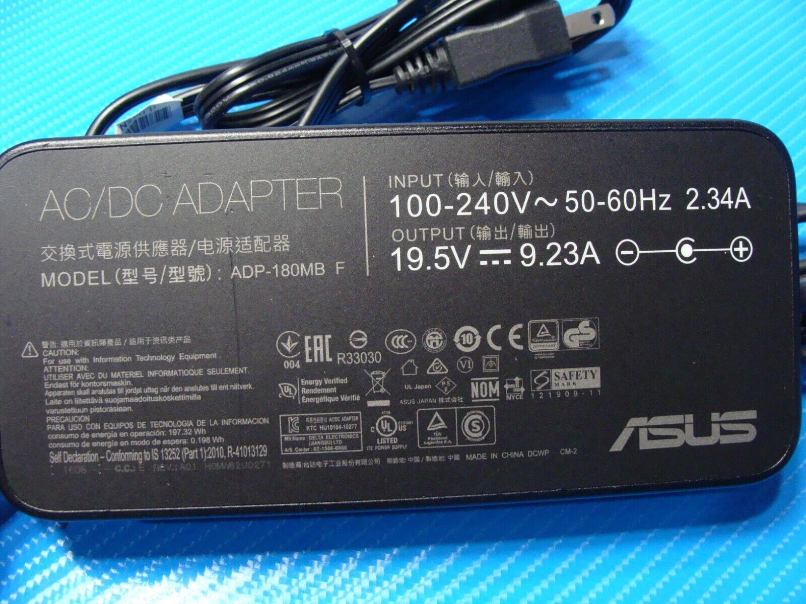 Genuine Asus Laptop AC Power Adapter Charger 19.5V 9.23A 180W ADP-180MB F