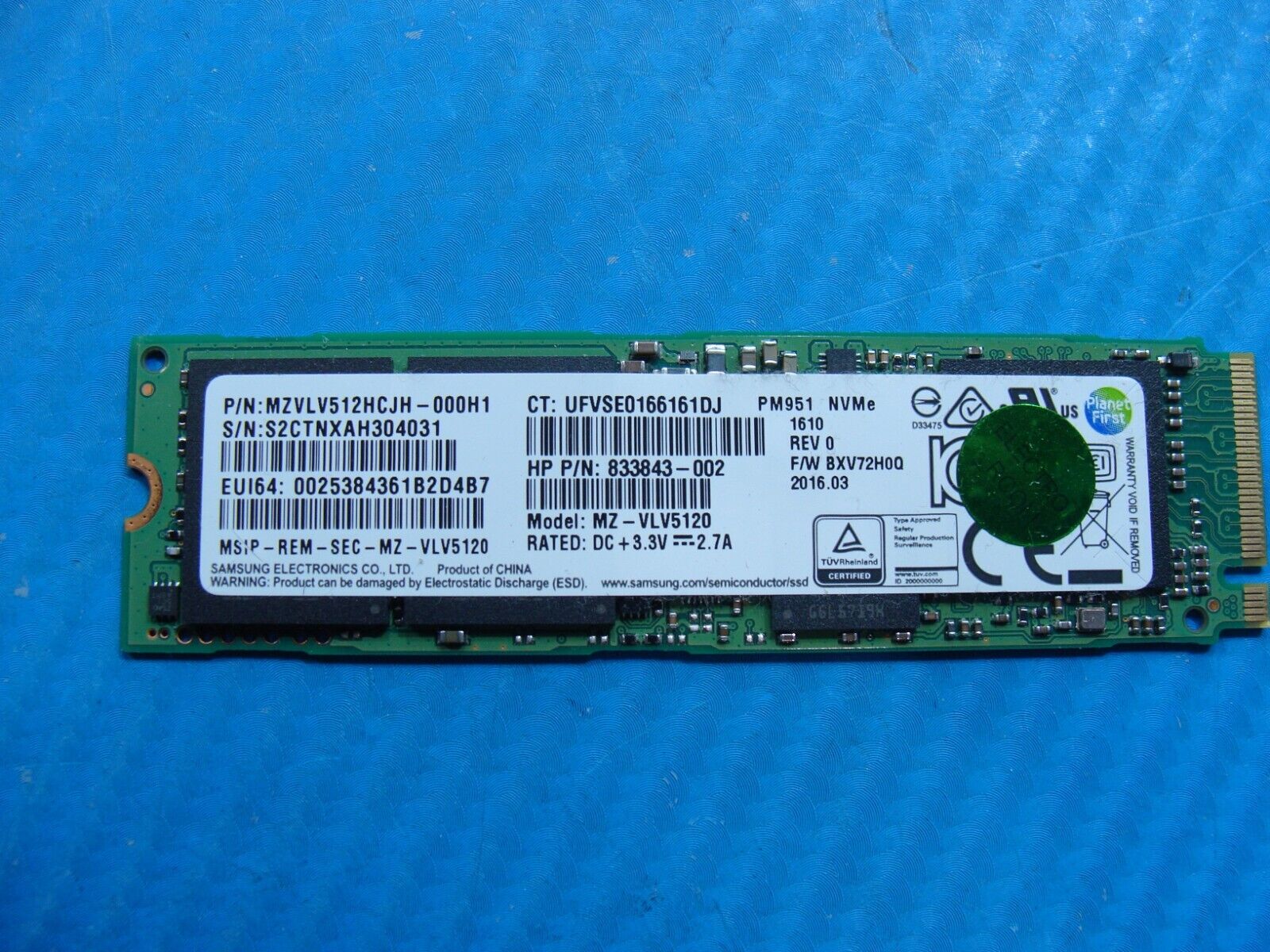 HP 13-4116dx Samsung 512GB M.2 NVMe SSD Solid State Drive MZVLV512HCJH-000H1