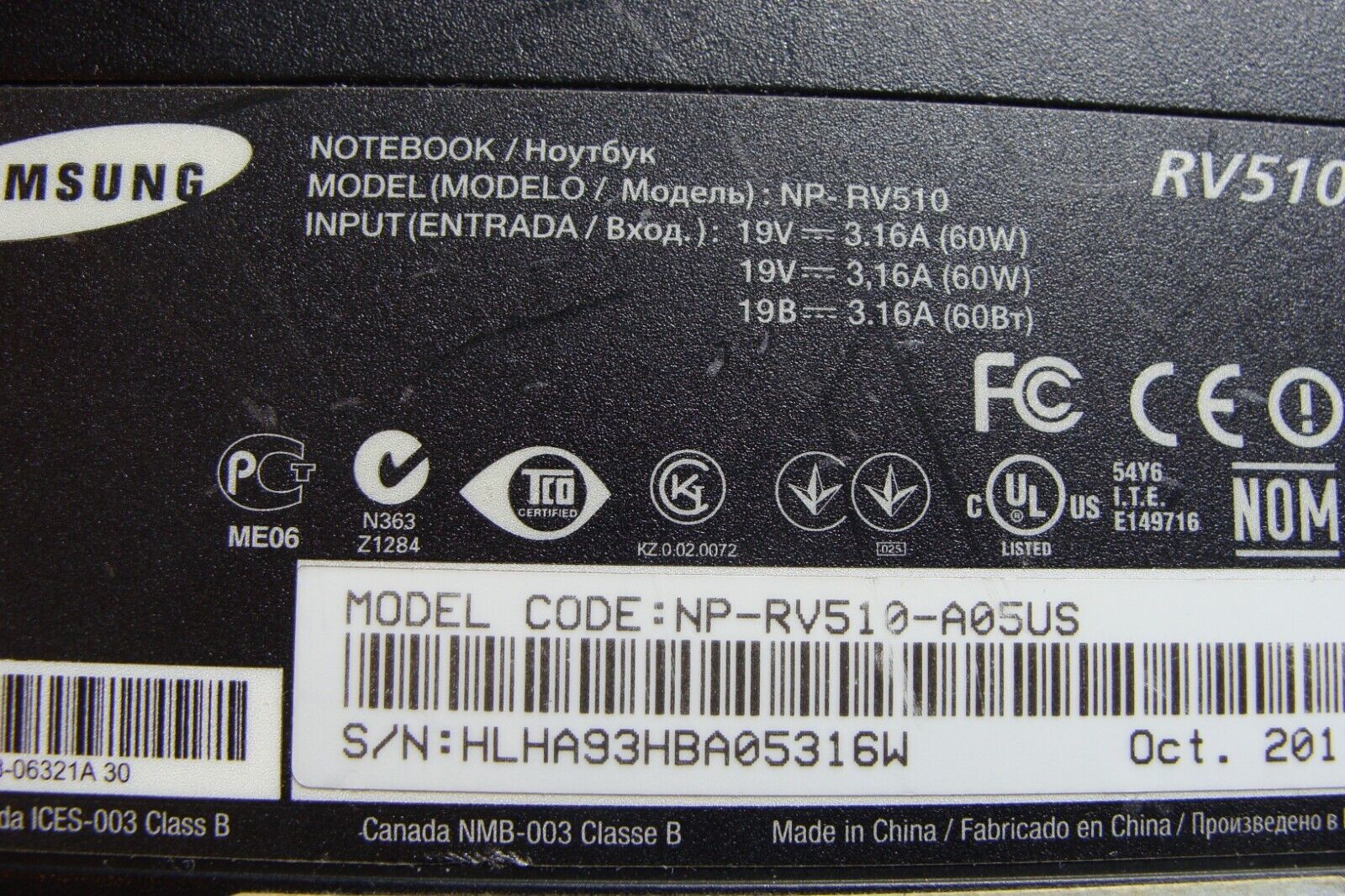 Samsung NP-RV510-A05US 15.6