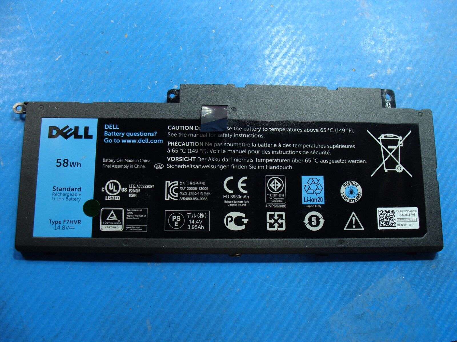 Dell Inspiron 15 7537 15.6 Genuine Battery 14.8V 58Wh 3950mAh F7HVR Y1FGD