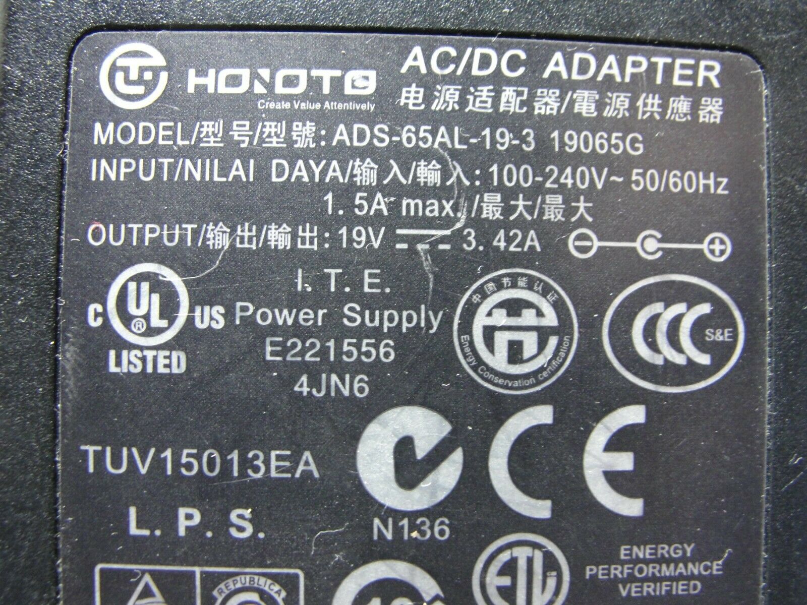 Genuine Honoto AC Adapter Power Charger 19V 3.42A 65W ADS-65AL-19-3 70132085H014 - Laptop Parts - Buy Authentic Computer Parts - Top Seller Ebay
