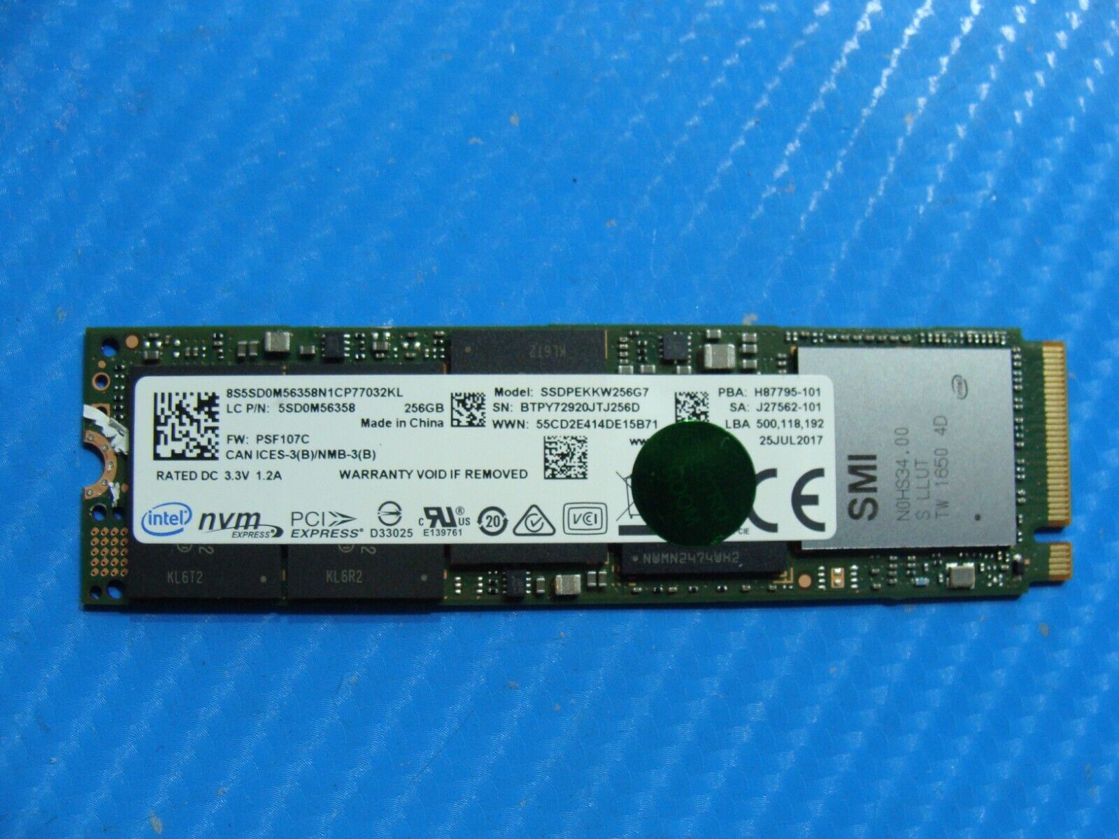Lenovo 720s-14IKB Intel 256GB NVMe M.2 SSD Solid State Drive SSDPEKKW256G7
