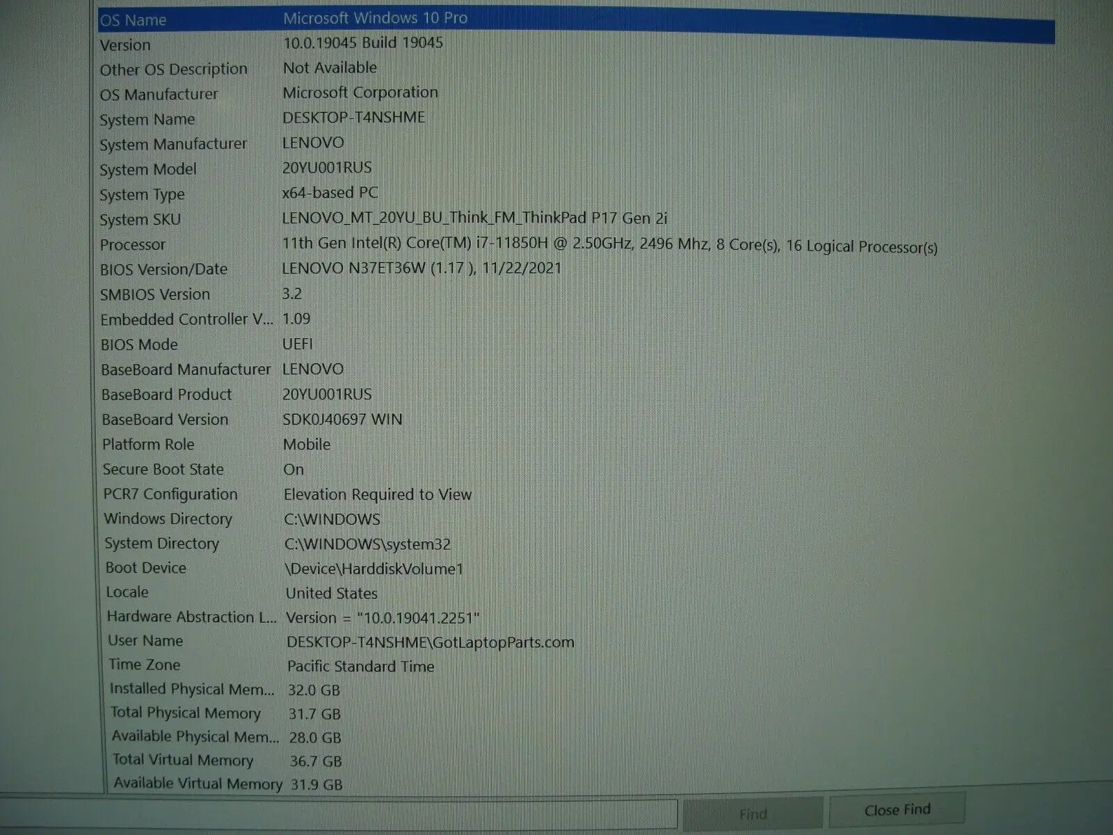 WRTY Lenovo ThinkPad P17 Gen 2i i7-11850H 17.3FHD 2.5Ghz 32GB 1TB SSD RTX A3000