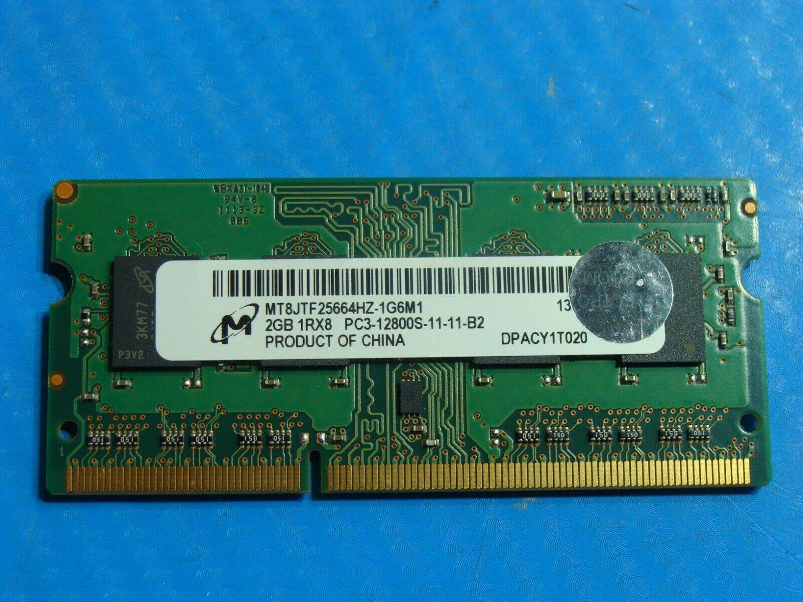 MacBook Pro A1278 Micron RAM Memory SO-DIMM 2GB PC3-12800S MT8JTF25664HZ-1G6M1 - Tested Computer Laptop Parts