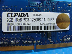 MacBook Pro A1278 Elpida 2GB PC3-12800S SODIMM Memory RAM EBJ20UF8BDU0-GN-F - Tested Computer Laptop Parts