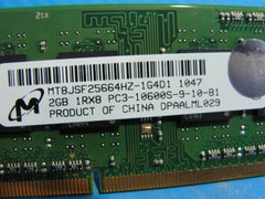 HP 8440p Micron SO-DIMM RAM Memory 2GB PC3-10600S MT8JSF25664HZ-1G4D1 - Tested Computer Laptop Parts