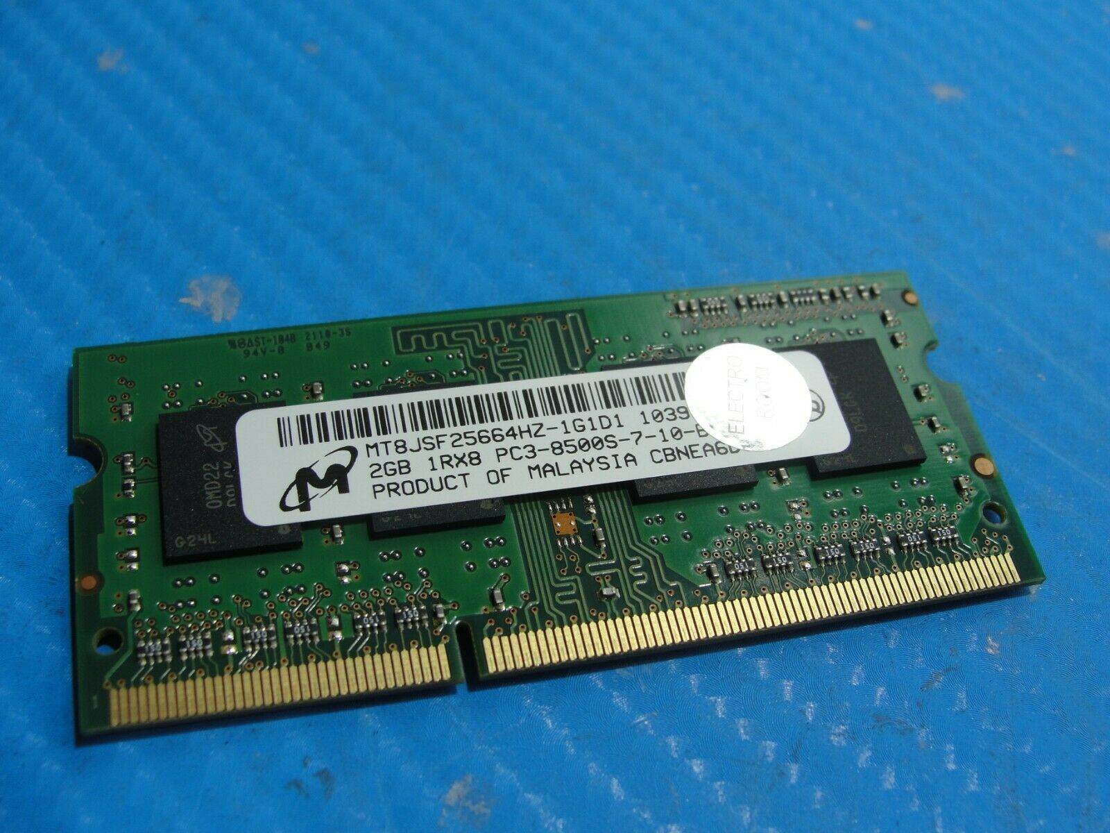 MacBook A1286 Laptop Micron 2GB Memory PC3-8500S-7-10-B1 MT8JSF25664HZ-1G1D1 - Tested Computer Laptop Parts