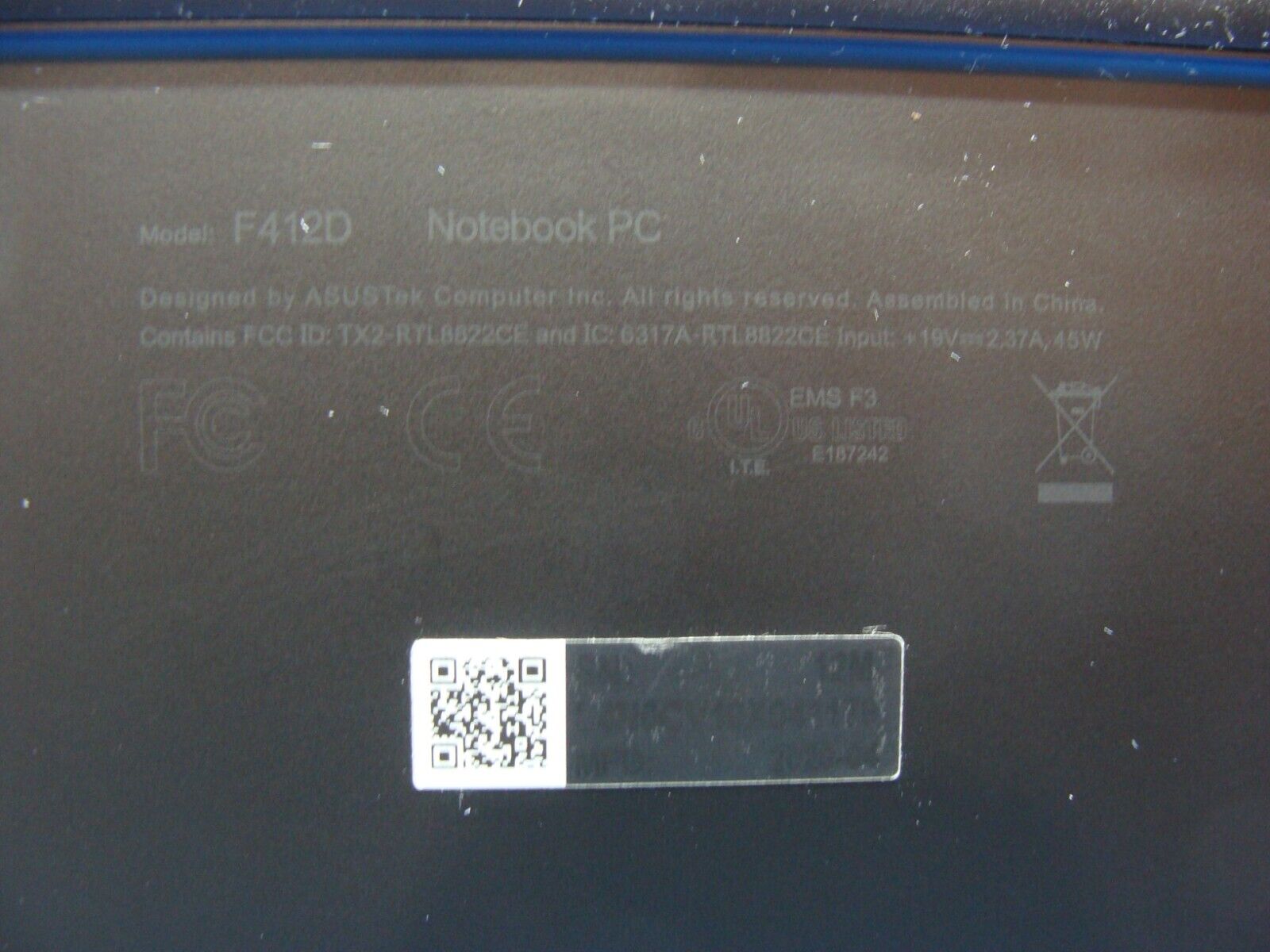 Asus VivoBook 14” F412D Genuine Laptop Bottom Case Base Cover Black 13N1-7BA0611