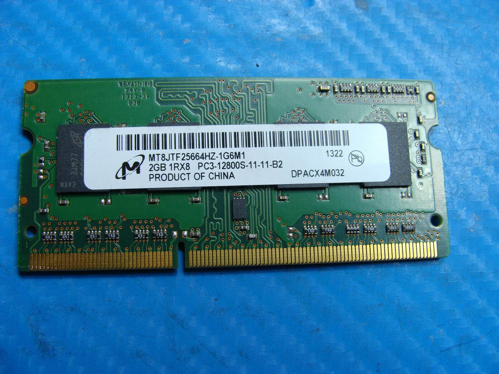 MacBook A1286 Laptop Micron 2GB Memory PC3-12800S-11-11-B2 MT8JTF25664HZ-1G6M1 - Tested Computer Laptop Parts
