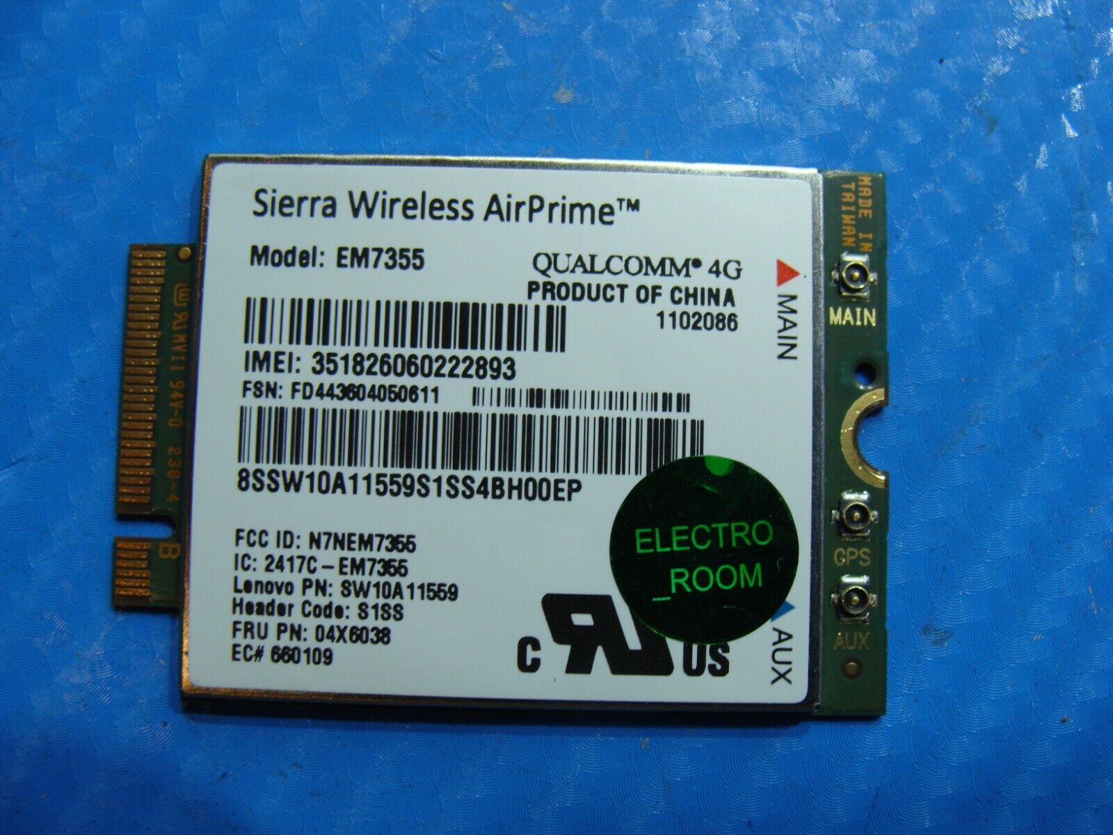 Lenovo ThinkPad X1 Carbon 2nd Gen Airprime EM7355 Wireless WWAN 4G Card 04X6038