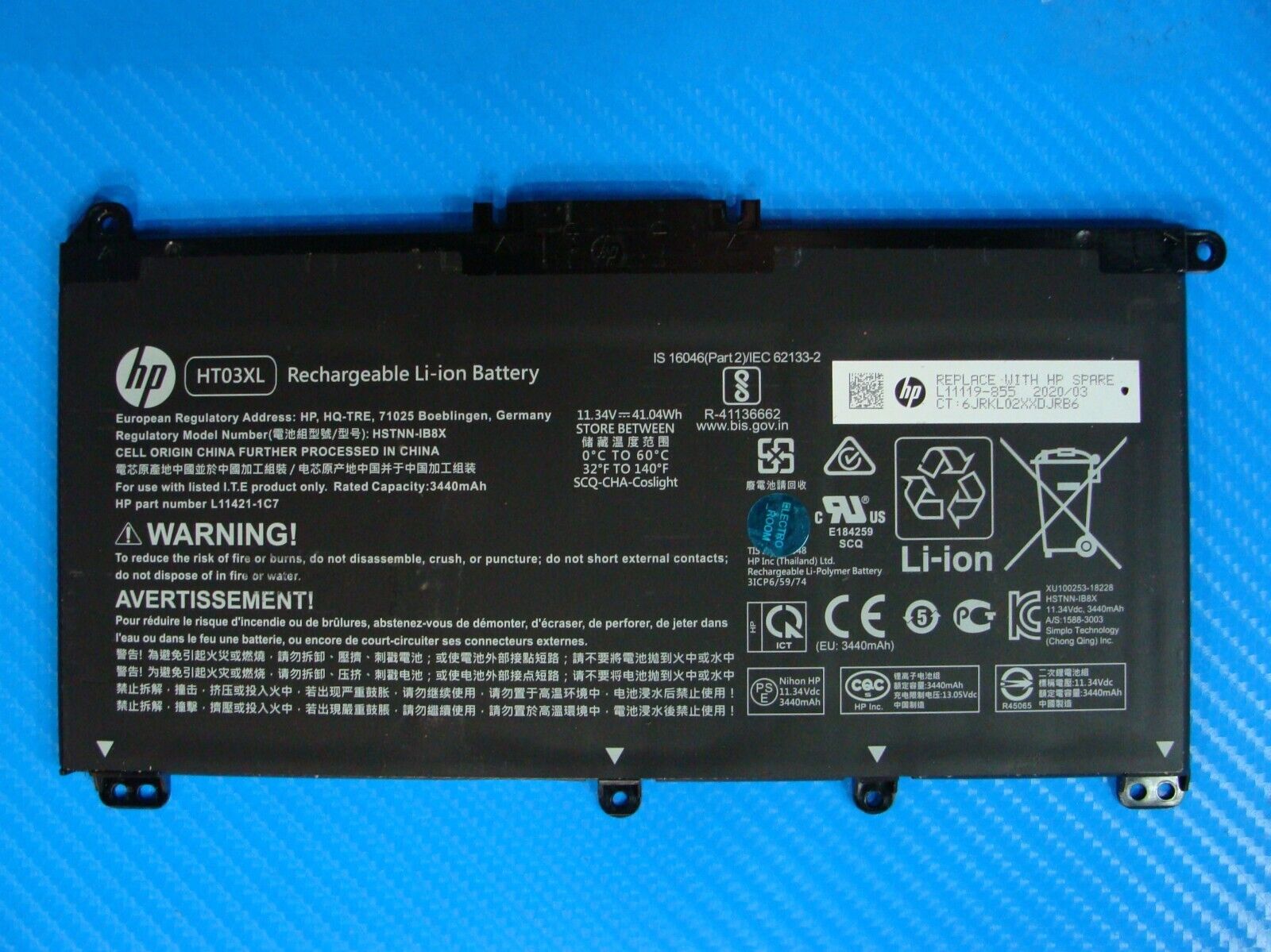 HP 15-dy1031wm 15.6 Genuine Battery 11.34V 41.04Wh 3440mAh HT03XL L11119-855