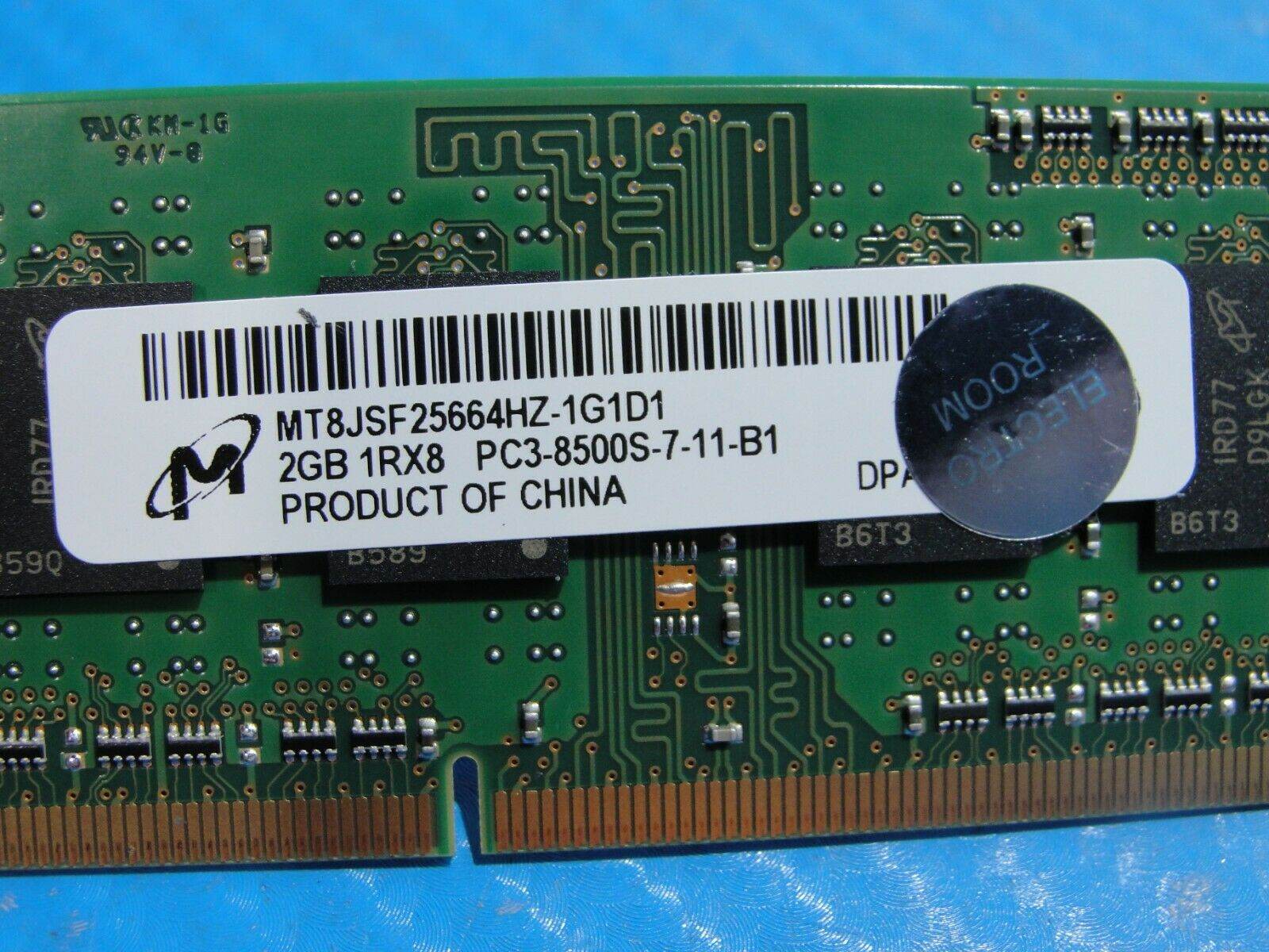 Apple A1286 Laptop Micron 2GB Memory PC3-8500S-7-11-B1 MT8JSF25664HZ-1G1D1 #1 - Tested Computer Laptop Parts