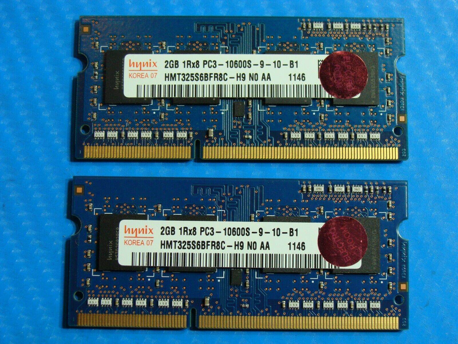 MacBook Pro A1278 Hynix 2x 2GB PC3-10600S RAM Memory SO-DIMM HMT325S6BFR8C-H9 - Tested Computer Laptop Parts