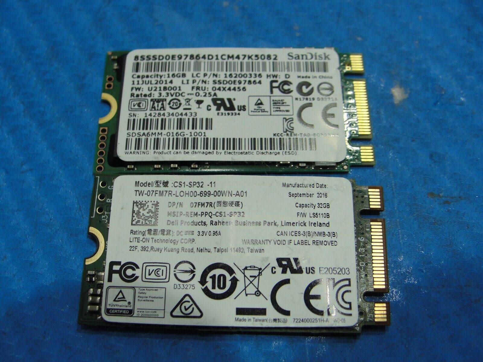 Lot of 2x SSD Solid State Drive 16Gb 32Gb cs1-sp32-11 sdsa6mm-016g-1001 SameSpec - Tested Computer Laptop Parts
