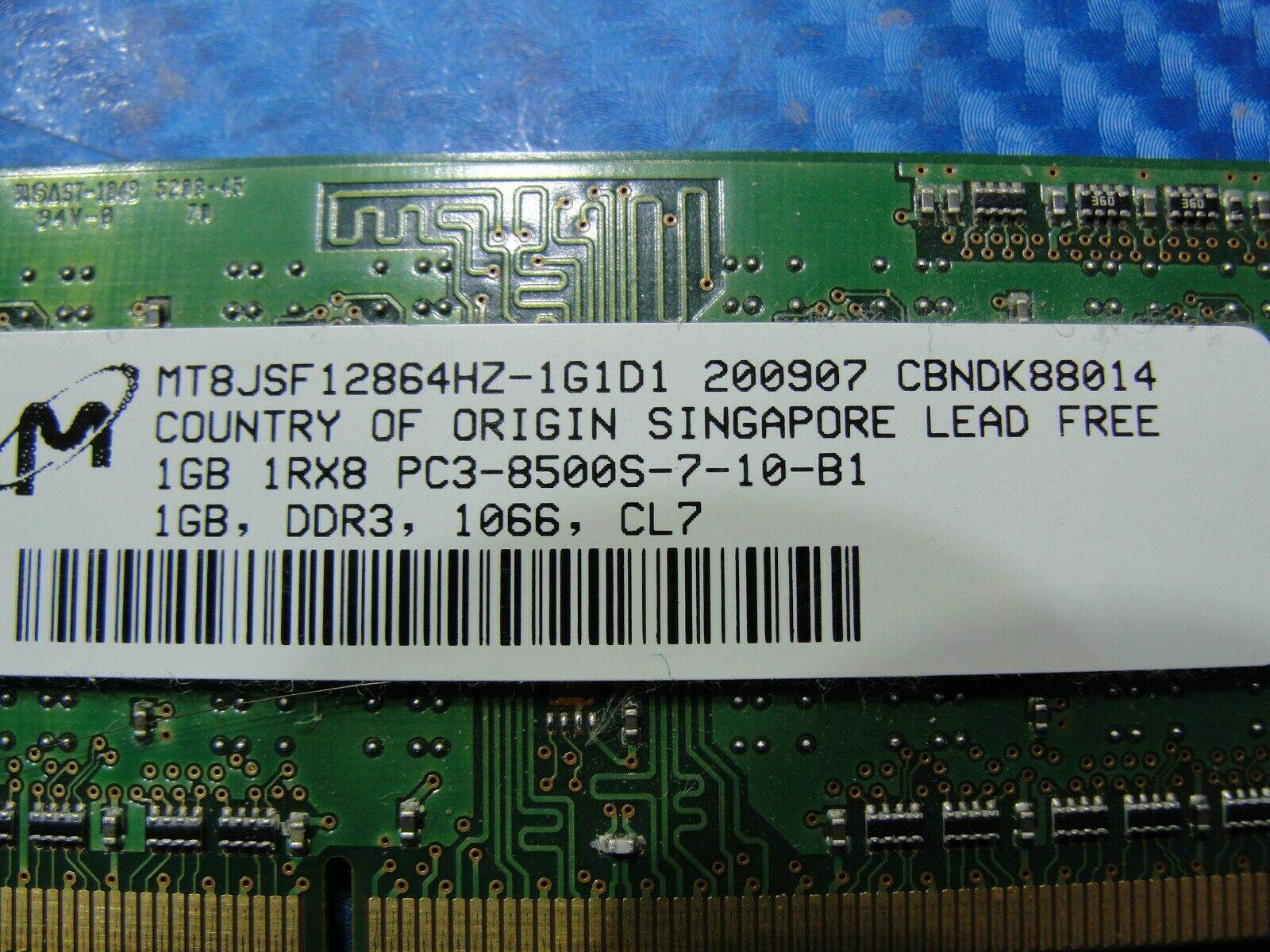 MacBook A1286 Micron 1GB 1Rx8 PC3-8500S SO-DIMM Memory RAM MT8JSF12864HZ-1G1D1 - Tested Computer Laptop Parts