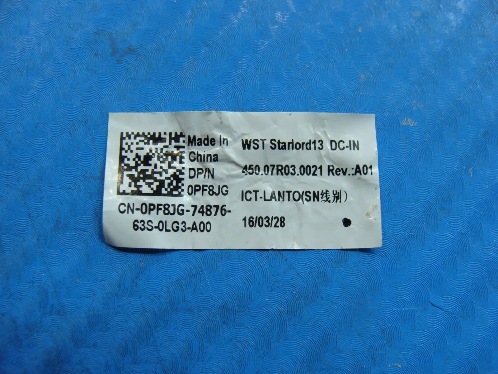 Dell Inspiron 15 7569 15.6 DC IN Power Jack w/Cable PF8JG 450.07R03.0021