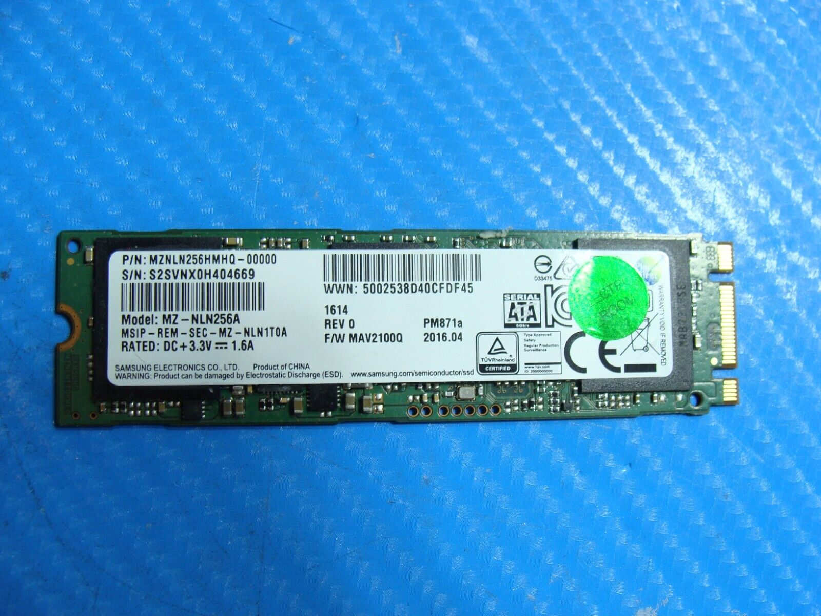 MSI GS73VR 6RF Samsung 256GB M.2 SATA SSD Solid State Drive MZNLN256HMHQ-00000