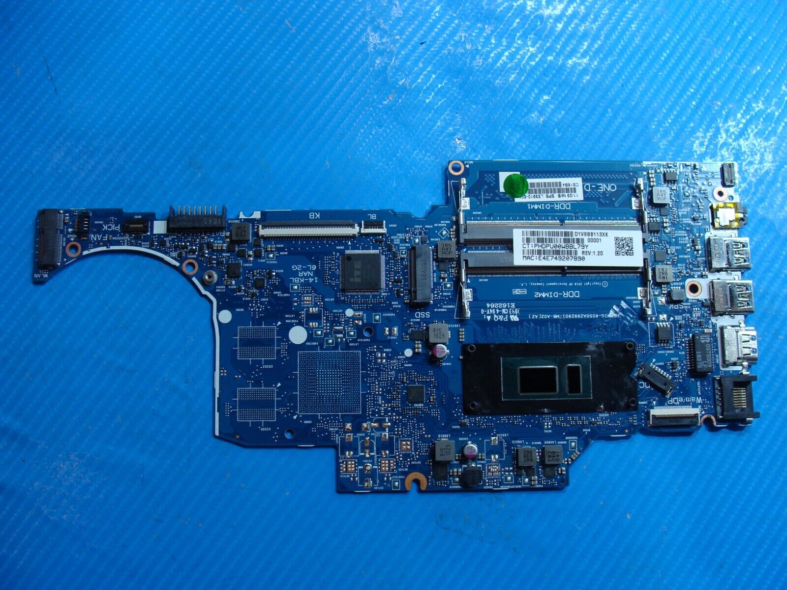 HP 14” 14-cf0052od OEM Intel i3-8130u 2.2GHz Motherboard L33910-601 6050A2992901