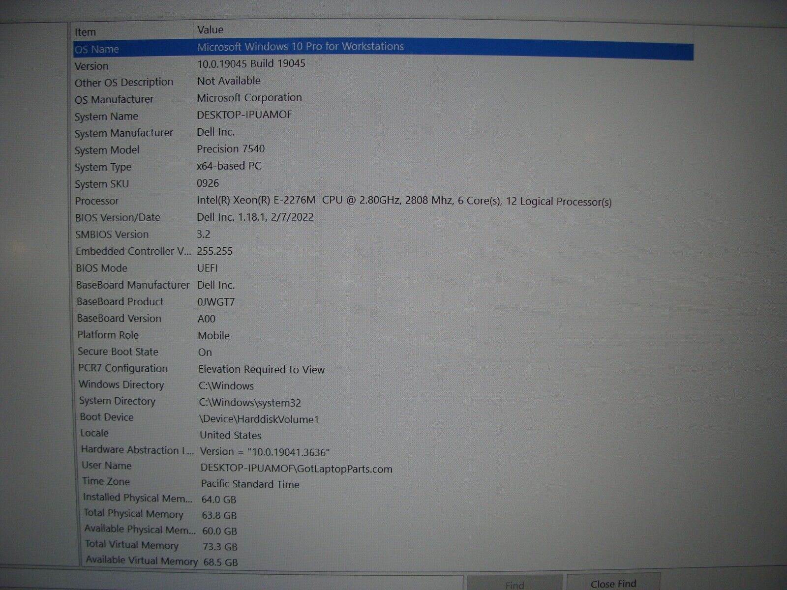 Workstation Dell Precision 7540 15.6FHD Xeon E-2276M 2.8GHz 64GB 512GB T2000