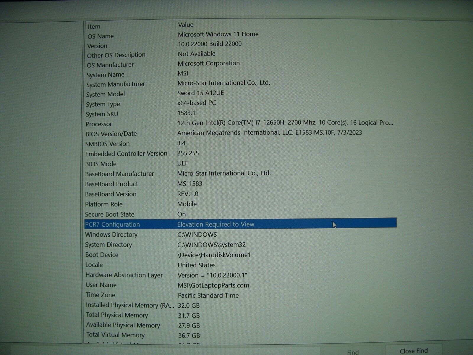 OB Deal MSI Sword 15.6 144hz Gaming PC Intel i7-12650H RTX3060 1TB SSD 32GB RAM