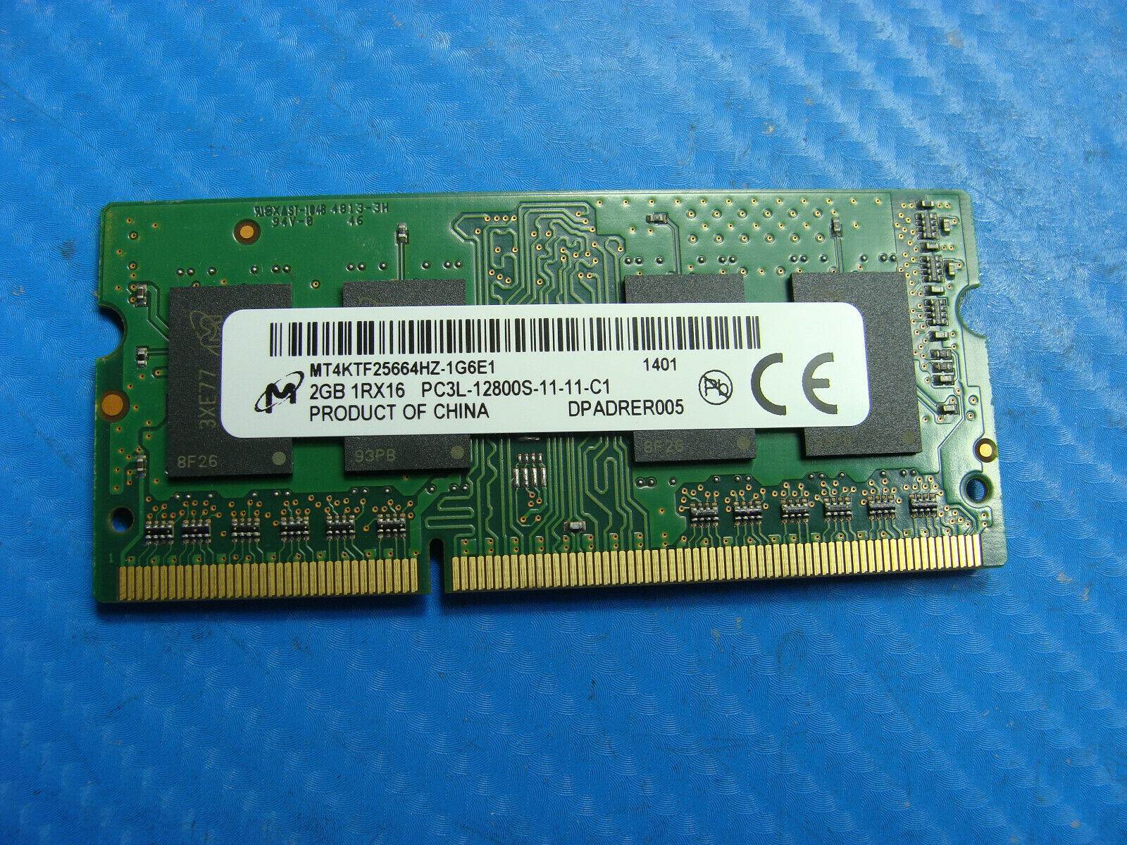 Toshiba Laptop Micron 2GB 1RX16 Memory PC3L-12800S-11-11-C1 MT4KTF25664HZ-1G6E - Tested Computer Laptop Parts