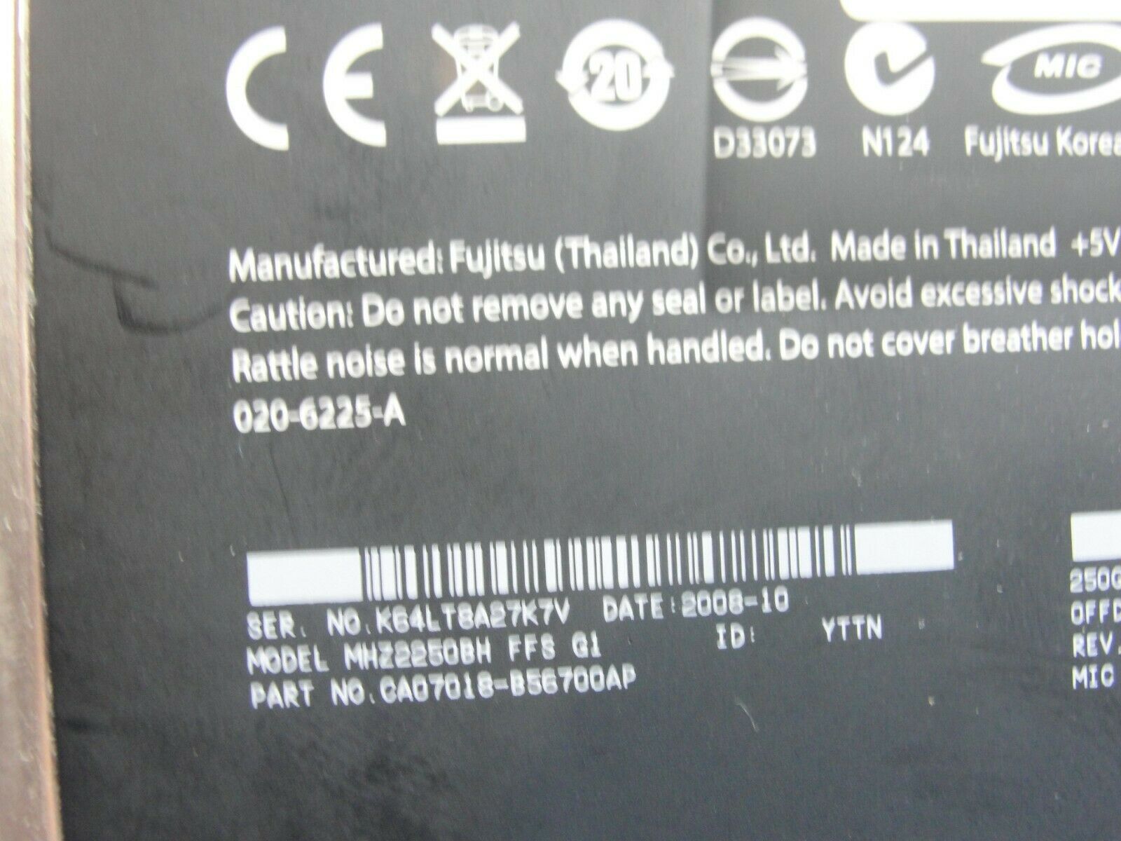 MacBook 13 A1278 2008 MB467LL/A Fujitsu SATA 2.5