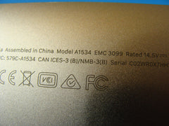 MacBook A1534 2017 MNYG2LL/A 12" Bottom Case NO Battery Space Gray 661-06789