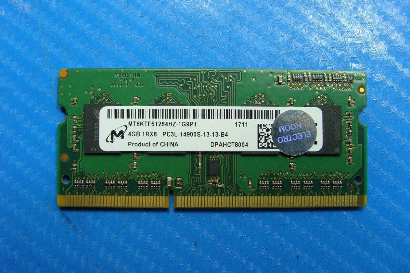 HP 15-f272wm Micron 4Gb 1Rx8 Memory Ram So-Dimm pc3l-14900s mt8ktf51264hz-1g9p1 - Tested Computer Laptop Parts