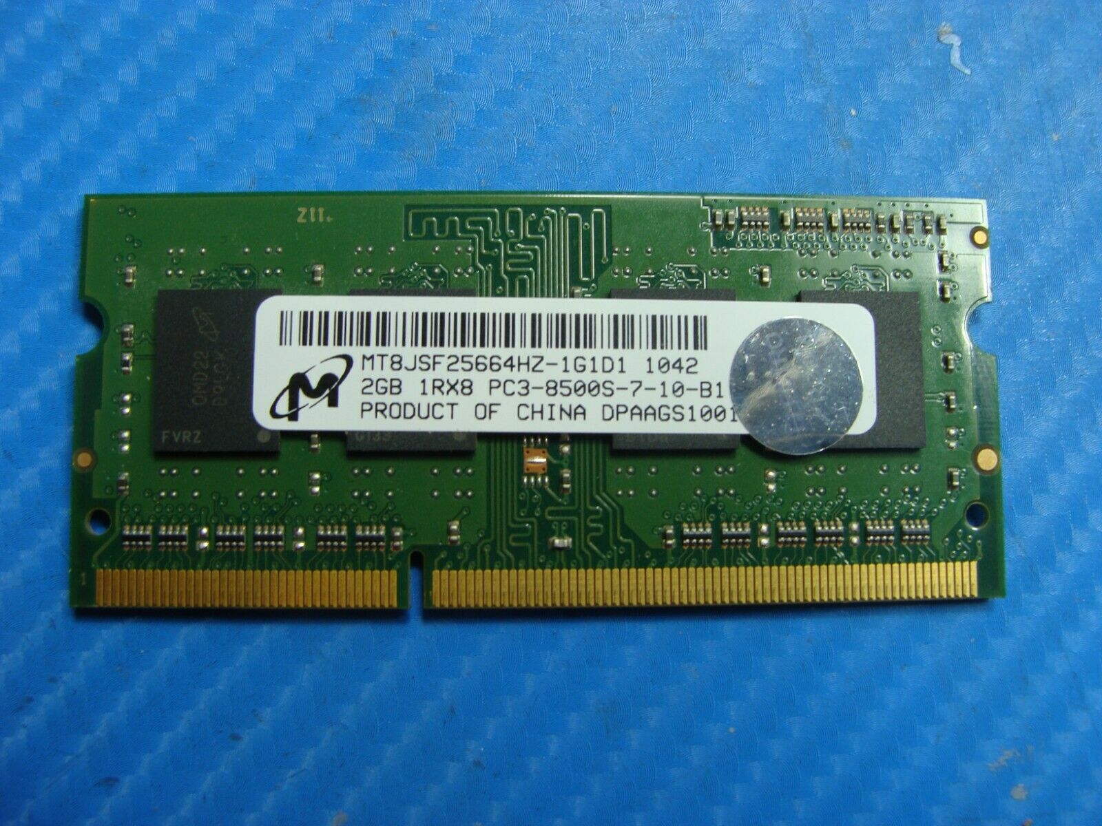 MacBook A1278 Micron 2GB SO-DIMM Memory RAM PC3-8500S MT8JSF25664HZ-1G1D1 