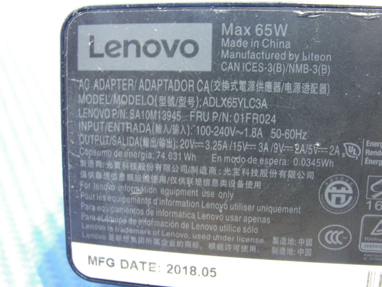 Genuine Lenovo OEM AC Adapter Power Charger 20V 3.25A 65W 01FR024 SA10M13945 - Laptop Parts - Buy Authentic Computer Parts - Top Seller Ebay