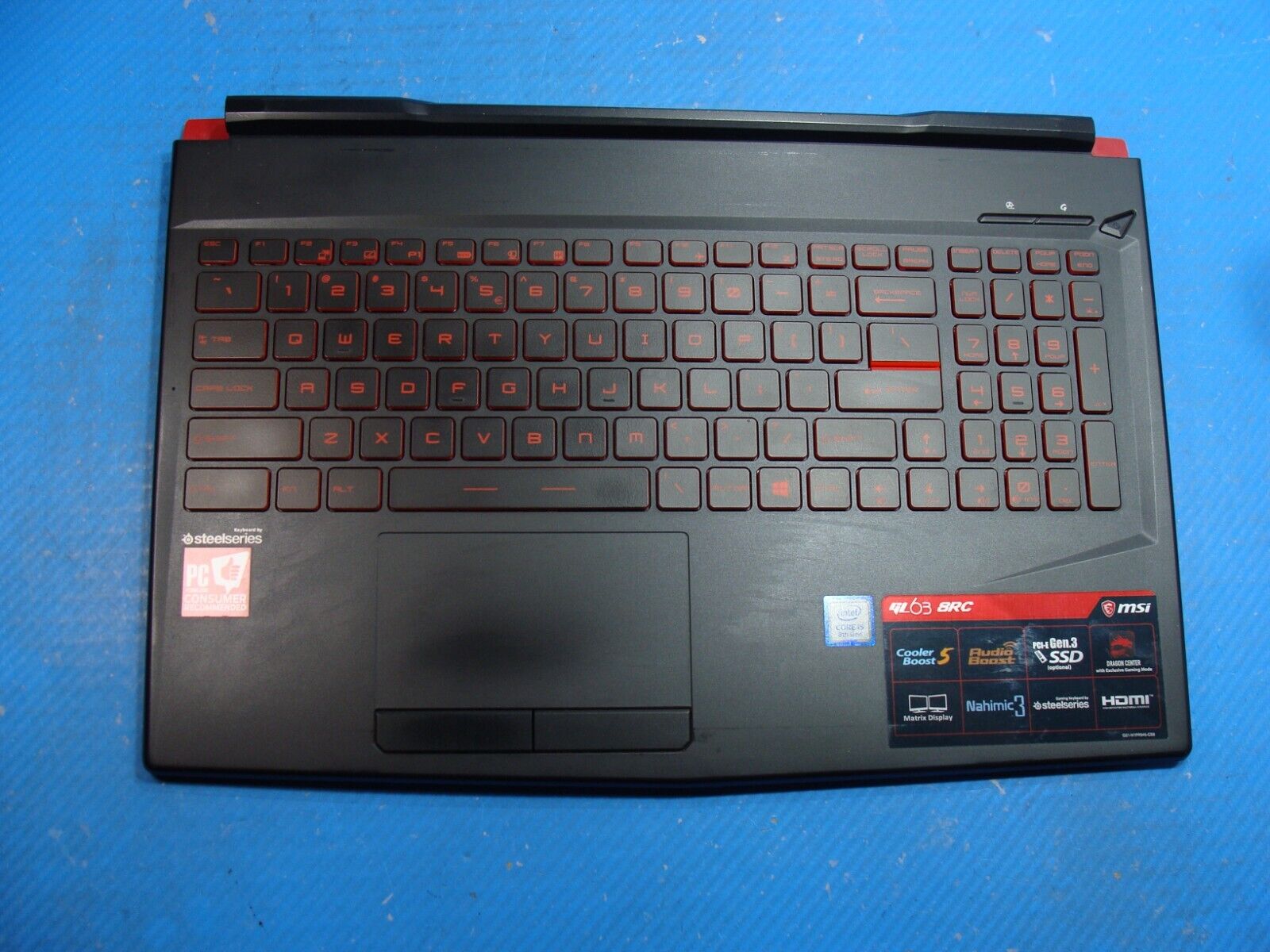 MSI 15.6 GL63 8RC Genuine Laptop Palmrest w/Keyboard TouchPad 3076P6C223