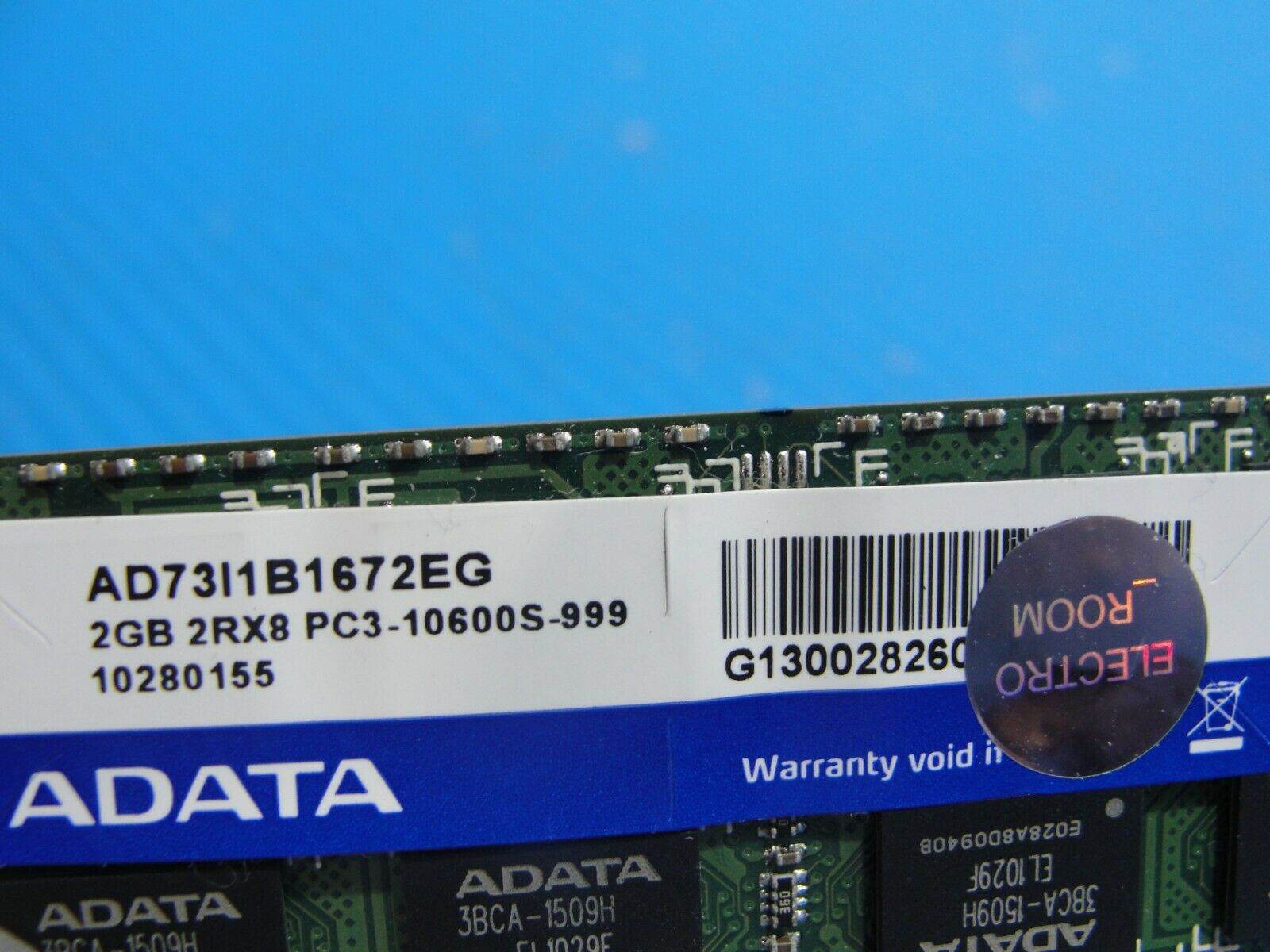 Asus G73JW ADATA 2GB 2RX8 SO-DIMM PC3-10600S Memory RAM AD73I1B1672EG - Tested Computer Laptop Parts