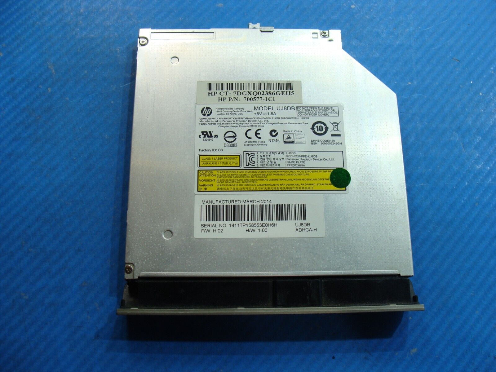 HP Envy TS 17.3” m7-J120dx Genuine Laptop DVD/CD Burner Drive 700577-1C1 UJ8DB