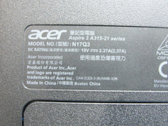 Acer Aspire 3 A315-21-92FX 15.6" Genuine Bottom Case w/Cover Doors EAZAJ00101A Tested Laptop Parts - Replacement Parts for Repairs