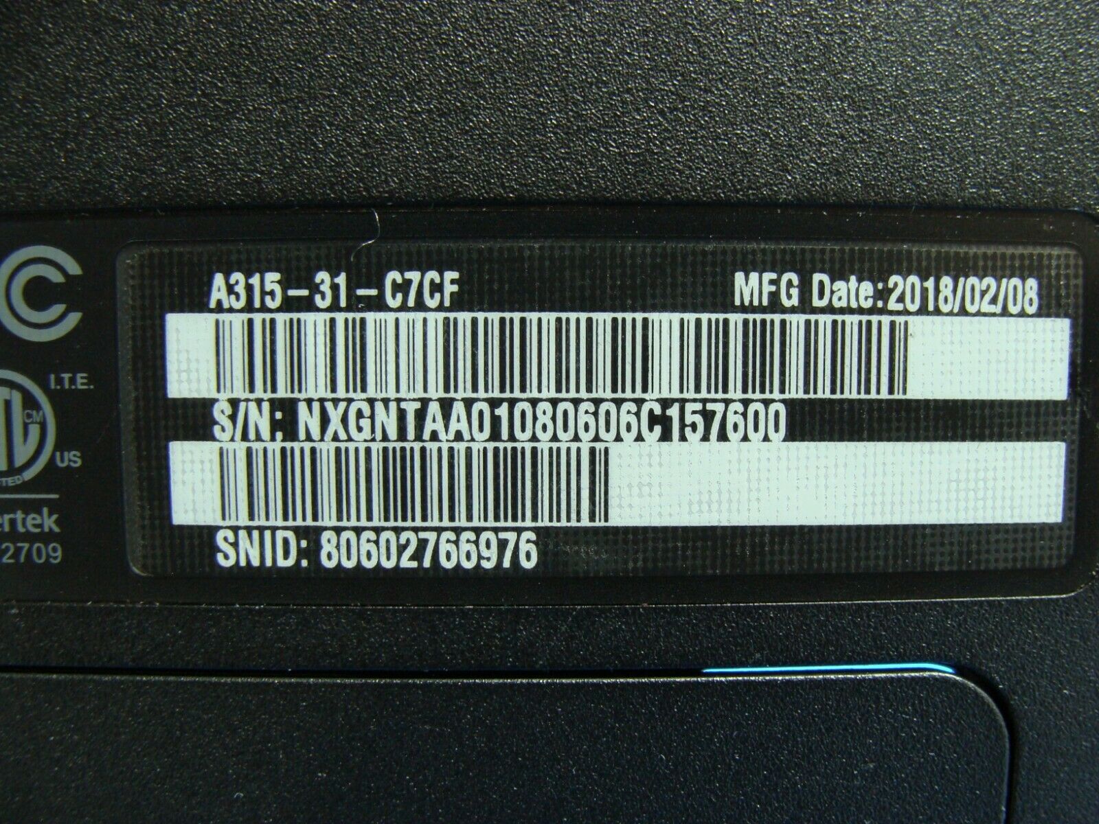 Acer Aspire A315-31-C7CF 15.6